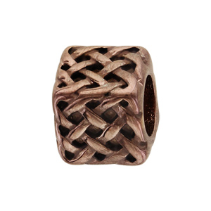 Charms Thabora grand modèle pour homme en acier et PVD marron cube et tresse relief