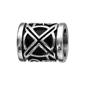 Charms Thabora grand modèle pour homme en acier cylindre patiné motif