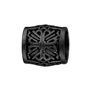 Charms Thabora grand modèle pour homme en acier et PVD noir cylindre patiné avec croix