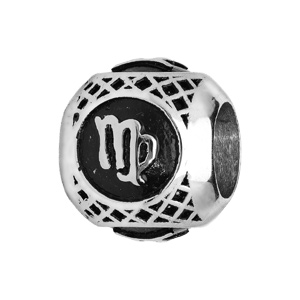 Charms Thabora grand modèle pour homme en acier boule signe zodiaque Vierge patiné noire