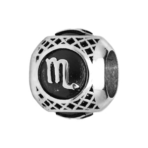 Charms Thabora grand modèle pour homme en acier boule signe zodiaque Scorpion patiné noire