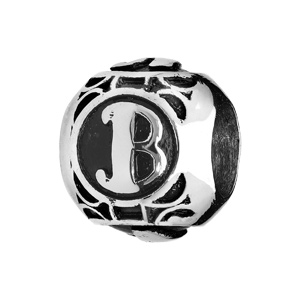 Charms thabora grand modèle pour homme en acier boule lettre B patiné noire