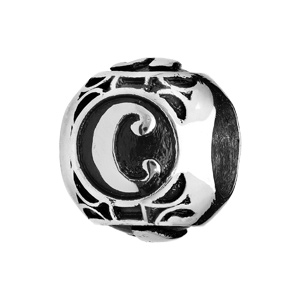 Charms thabora grand modèle pour homme en acier boule lettre C patiné noire