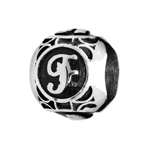 Charms thabora grand modèle pour homme en acier boule lettre F patiné noire