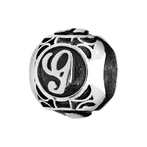 Charms thabora grand modèle pour homme en acier boule lettre G patiné noire