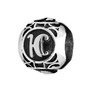 Charms thabora grand modèle pour homme en acier boule lettre H patiné noire