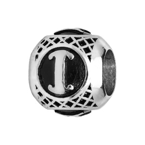 Charms Thabora grand modèle pour homme en acier boule lettre « I » patiné noire
