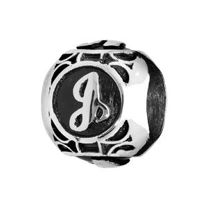 Charms Thabora grand modèle pour homme en acier boule lettre J patiné noire