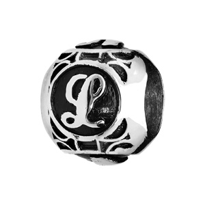 Charms Thabora grand modèle pour homme en acier boule lettre L patiné noire