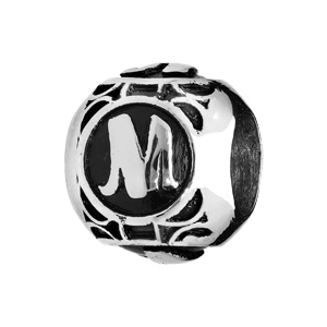 Charms Thabora grand modèle pour homme en acier boule lettre M patiné noire