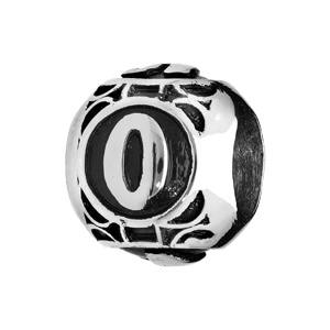 Charms Thabora grand modèle pour homme en acier boule lettre « O » patiné noire