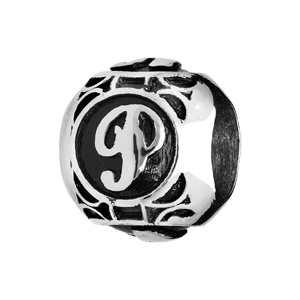 Charms Thabora grand modèle pour homme en acier boule lettre P patiné noire