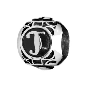 Charms Thabora grand modèle pour homme en acier boule lettre « T » patiné noire