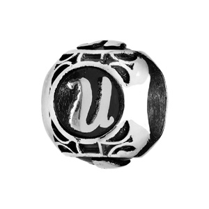 Charms Thabora grand modèle pour homme en acier boule lettre U patiné noire