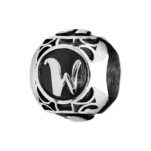 Charms Thabora grand modèle pour homme en acier boule lettre W patiné noire