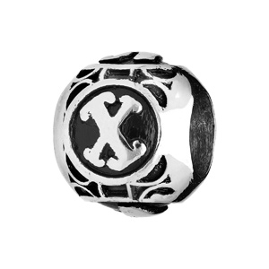 Charms Thabora grand modèle pour homme en acier boule lettre X patiné noire