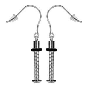 Boucles d’oreilles pendantes charms en argent rhodié petite chaînette pour boule en verre de Murano véritable et fermoir crochet