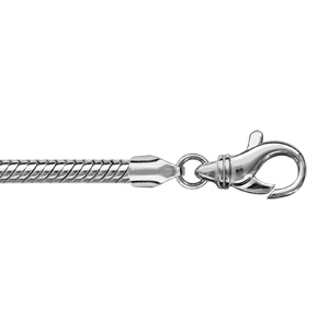 Bracelet en argent rhodié chaîne tube serpent pour charms – longueur 19cm fermoir mousqueton