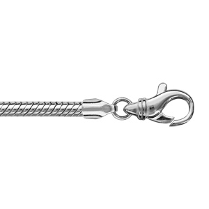 Bracelet en argent rhodié chaîne tube serpent pour charms – longueur 20cm fermoir mousqueton