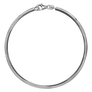 Bracelet jonc en argent massif pour charms largeur 3mm et diamètre 62mm et fermoir mousqueton