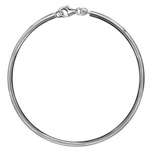Bracelet jonc en argent massif pour charms largeur 3mm et diamètre 66mm et fermoir mousqueton