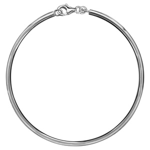Bracelet jonc en argent massif pour charms largeur 3mm et diamètre 70mm et fermoir mousqueton