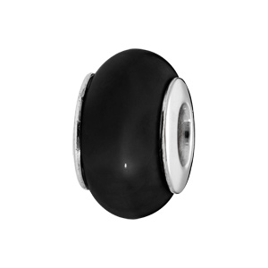 Charms en argent rhodié en pierre naturelle d’Agate noire