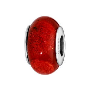 Charms Thabora en argent rhodié Corail naturel traité