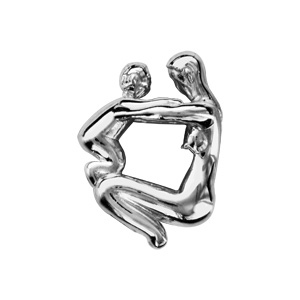 Charms Thabora en argent rhodié mère et enfant enlacés