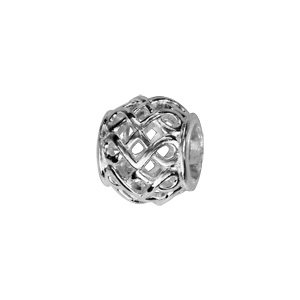 Charms Thabora en argent rhodié boule avec brins entortillés ajourés