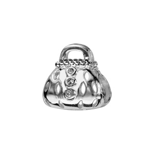 Charms Thabora en argent rhodié sac à main orné d’oxydes blancs