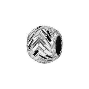 Charms Thabora en argent rhodié boule granitée et ciselée en chevrons
