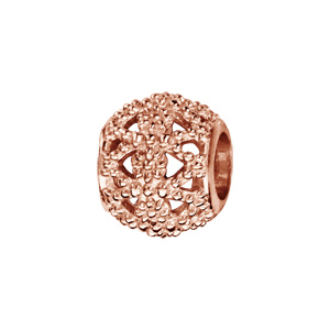 Charms Thabora en argent et dorure rose boule en petites billes avec motifs ajourés