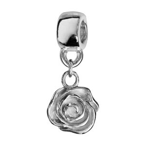 Charms Thabora en argent rhodié fleur de rose suspendue