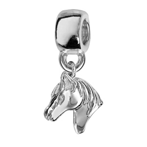 Charms Thabora en argent rhodié tête de cheval suspendue