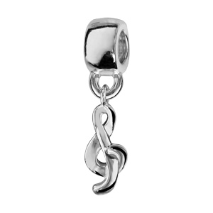 Charms Thabora en argent rhodié clef de sol suspendue