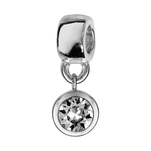 Charms Thabora en argent rhodié oxyde blanc serti clos suspendu
