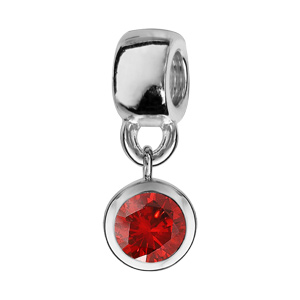 Charms Thabora en argent rhodié oxyde rouge serti clos suspendu