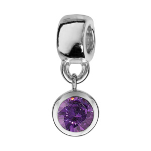 Charms Thabora en argent rhodié oxyde violet serti clos suspendu
