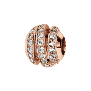 Charms Thabora en argent et dorure rose boule ruban ajouré orné d’oxydes blancs sertis