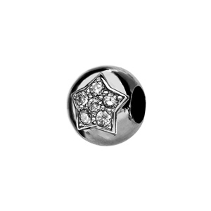 Charms Thabora en argent rhodié boule ornée d’1 étoile pavée de 5 oxydes blancs sertis