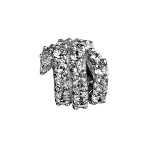 Charms Thabora en argent rhodié serpent enroulé orné d’oxydes blancs sertis
