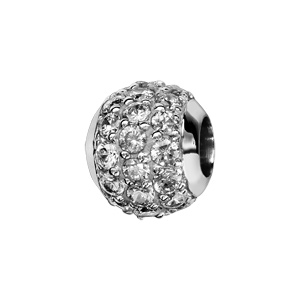 Charms Thabora en argent rhodié boule ornée d’oxydes blancs sertis