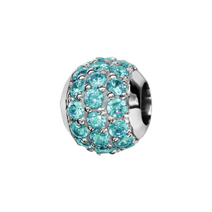 Charms Thabora en argent rhodié boule ornée d’oxydes bleu ciel sertis