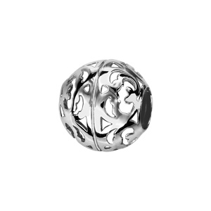 Charms Thabora en argent rhodié boule ajourée en volutes