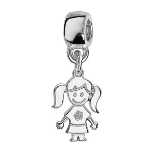 Charms Thabora en argent rhodié petit fille suspendue