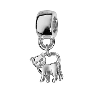 Charms Thabora en argent rhodié chat suspendu