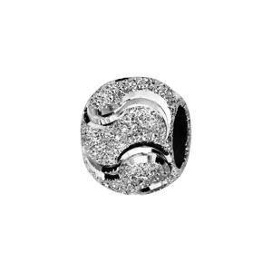 Charms Thabora en argent rhodié boule granitée diamantée en forme de vagues