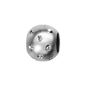Charms Thabora en argent rhodié boule lisse ornée de petits oxydes blancs