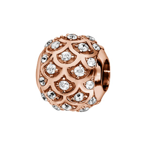 Charms Thabora en argent et dorure rose boule avec écailles ornées d’oxydes blancs